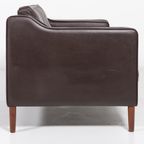 Two Seat Brown Leather Sofa From Mogens Hansen, Denmark thumbnail 7