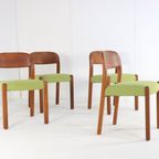 Set 4 Deense Massief Teak Vintage Eetkamerstoelen 'harte Skov' Vintage New Upholstery thumbnail 11