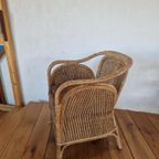 Vintage Rotan Fauteuil Boho Stijl Met Kussen thumbnail 4