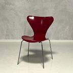 Fritz Hansen Vlinderstoel Arne Jacobsen Vintage Bordeauxrood thumbnail 8