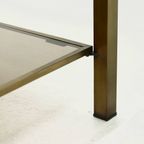 Two Tier Brass And Smoked Glass Coffee Table 1970s thumbnail 3