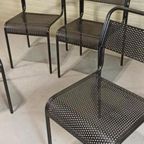 Vintage Set Van 4 Metalen Stoelen, Zwart, Perforated Metal thumbnail 8