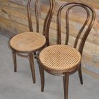 2 Oude Stoeltjes Hout Met Webbing thumbnail 4