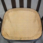 Set Van 4 Vintage Houten Design Eetkamer/ Bistro Stoelen Met Rieten Zitting In Thonet Stijl thumbnail 9