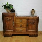 , Art Deco Tv Meubel, Vintage Dressoir, Ladekast Marmer Blad thumbnail 2