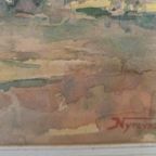 Joop Nijmeijer (1941-2017) - Aquarel - 'Gezicht Te Mantinge Drenthe' - 2E Kwart 20E Eeuw thumbnail 5