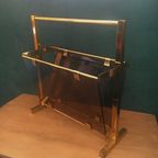 Elegante Origineel Vintage Italiaanse Krantenbak In Messing thumbnail 12