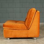 Midcentury Modulaire Zithoek/zitgroep – Velours Oranje – Jaren 70 thumbnail 11