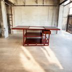 Vintage Koraalrode Sidetable Lyda Levi Voor Mcguire thumbnail 10