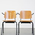 Set Van 4 Karaktervolle Vintage Jaren ’60 Dutch Design Marko School/Eetkamerstoelen Met Armleuningen thumbnail 3