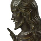 Bronzen Art Deco Beeld Christus Profiel Salvatore Melani Kunst 1930 thumbnail 8
