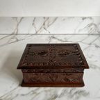 Antiek Houtenkistje, Friese Kerfsnede Houtsnijwerk 1900 thumbnail 4