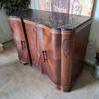 Antiek Dressoir, Wandconsole, Commode Met Marmeren Blad thumbnail 3