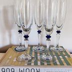 5X Vintage Champagneglas Donkerblauw Bolletje thumbnail 6