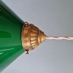 Art Deco Hanglamp In Kegelgroen Opaline, 1920-30 thumbnail 7