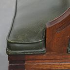 Klassieke En Tijdloze Rundleren Engelse Stijl Bureaustoel Op Wieltjes Gecombineerd Met Hout thumbnail 16