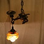 Bronzen Engel Lamp Met Glazen Boem Kapje, Frankrijk Jaren '50 thumbnail 5