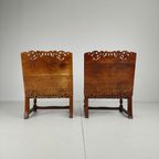 Pair Of English Antique Jacobean Monk Armchairs / Tables By F. Parker & Sons Ltd thumbnail 6