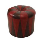 Ronde Vintage Poef Bruin Rood Tweekleurig Skai Sixties thumbnail 3