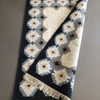 Handgeweven Scandinavisch Wollen Röllakan Vloerkleed Blauw Grijs Crème thumbnail 6