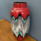 Ceramic Red, Grey, Green Vase By Scheurich Germany Model 553-38 thumbnail 8