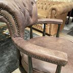 Showroommodel: Stoere Industriële Chesterfield Bureaustoel Vintage Bruin Captainchair thumbnail 7