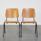 Set Van 2 Mooie Vintage Jaren ’60 Dutch Design Marko School/Kantine/Eetkamerstoelen thumbnail 2