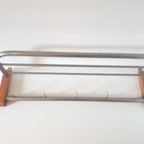 *vintage Kapstok Artdeco Wandkapstok Chroom En Hout thumbnail 3