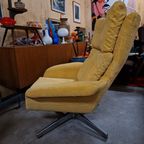 60's Nieuw Bekleed Vintage Draaifauteuil Draaistoel Geel thumbnail 7