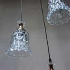 Vintage Hollywood Regency Cascade Goud/messing Hanglamp Met 3 Transparant Glazen Kelken, 1960s thumbnail 10