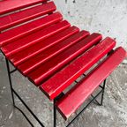Red Slatted Chair With Black Metal Frame thumbnail 8