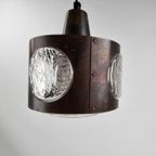 Vintage Hanglamp Uit Denemarken Koper En Glas thumbnail 3