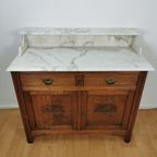 Vintage Antiek Dressoir Commode Ladekast Badkamerkastje Met Marmer Blad 101 thumbnail 5