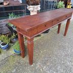 Donker Teakhouten Sidetable, Wandtafel, Console thumbnail 4