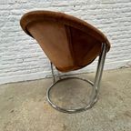 Midcentury Design Ballon Chair - Chroom, Suede - Lusch&Co thumbnail 4