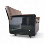 2 X Black Shell & Brown Leather 620 Chair Programme Lounge Chair By Dieter Rams For Vitsoe, 1980s thumbnail 5