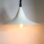 Trumpet Shaped Hanging Pedant - White Enamelled Shade - Adjustable In Height thumbnail 3