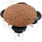 Ronde Eettafel Met Koperen Blad 'driebergen' Vintage thumbnail 13