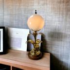 Vintage Hoge Tafelllamp Met 'Gouden' Palmen Hans Kögl Stijl thumbnail 5