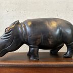 Xl Sculptuur Nijlpaard In Tropisch Hardhout thumbnail 4