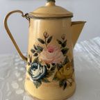 Vintage Haïti Grote Sier Theepot Met Beide Kanten Rozen Dessin thumbnail 4