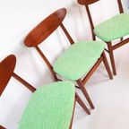 5 Farstrup Deense Houten Stoelen Nieuw Gestoffeerd Groen thumbnail 5