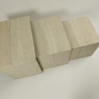Set Van 3 Italiaanse Travertijn Nesting Tables, Jaren 70 thumbnail 2