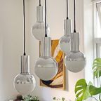 Vintage Cascade Hanglamp Chrome En Melkglazen Bollen, Bollamp, Eyeball Lamp thumbnail 4