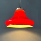 Rode Space Age Hanglamp Van Plexiglas Met Chroom Kapje thumbnail 2