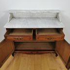 Vintage Antiek Dressoir Commode Ladekast, Badkamermeubel Met Marmer Blad 203 thumbnail 7