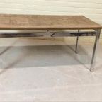 Vintage Mid Century Gesneden Koper En Chroom Salontafel thumbnail 6