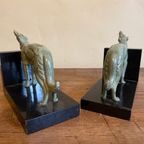 Boekensteunen Barzoihonden Windhonden Art Deco Gesigneerd Roux Frans thumbnail 2