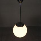 Art Deco Hanglamp Met Witte Bol, Jaren 30 thumbnail 7