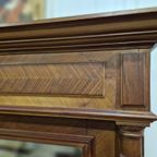 Antieke Spiegelkast, Kledingkast Met Facet Geslepen Spiegel, Demonteerbaar Afm. 104x43cm En 220cm Hoog. thumbnail 5